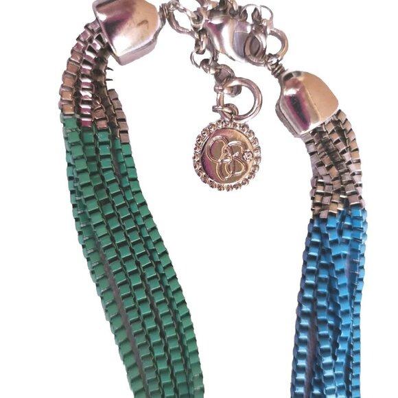 JESSICA SIMPSON Multicolor Colorblock Five Strand 27" Metal Box Chain Necklace - Picture 2 of 6